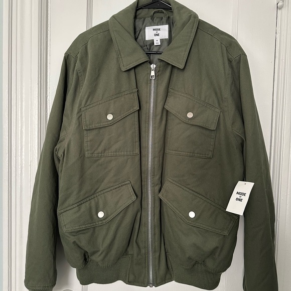 Mode of One Medium Utility Bomber Jacket Military Green Multiple Pockets Medium - Picture 6 of 7